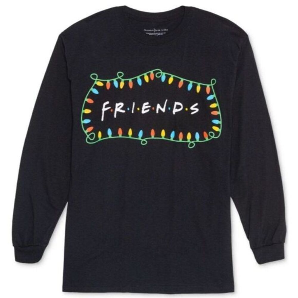 Love Tribe Shirt Top Women's‎ 2X Plus Black Friends Seasonal Lights Graphic NEW